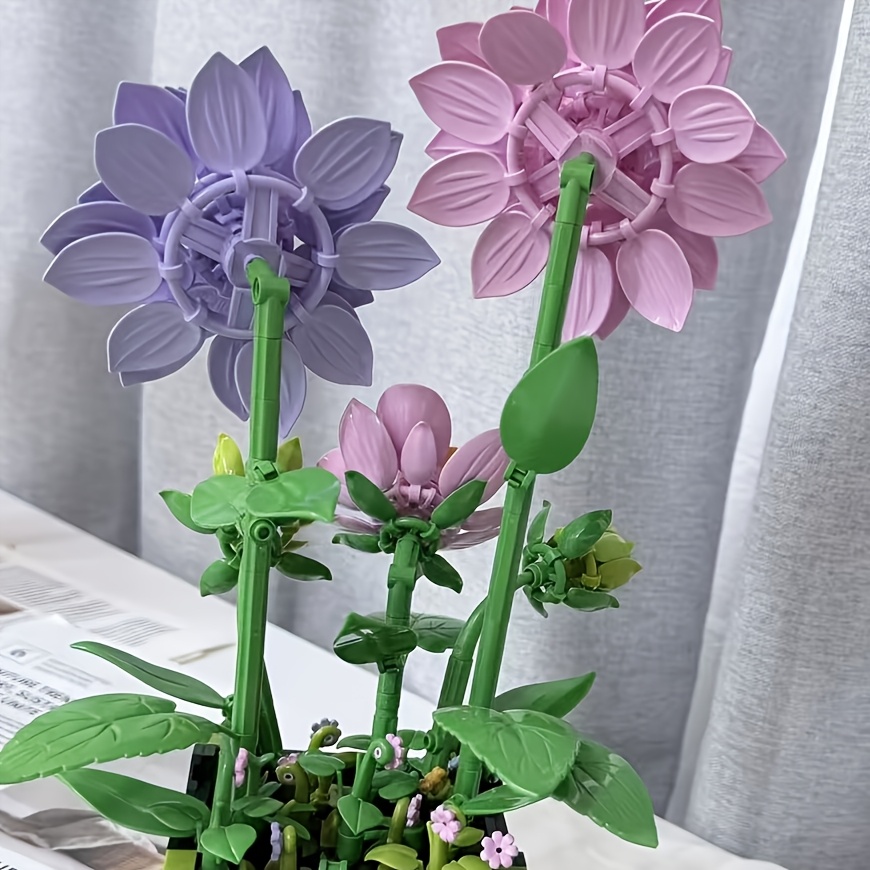 Creative Dahlia Potted Plant Building Block Set